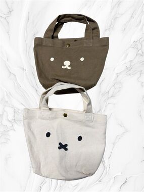 hapitas miffy boris mini tote bag set tan and beige